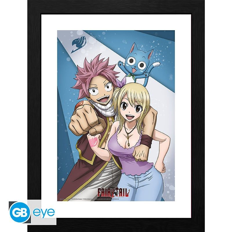 FAIRY TAIL - Cadre Tableau Tirage encadré 30 x 40 cm - Natsu et Lucy