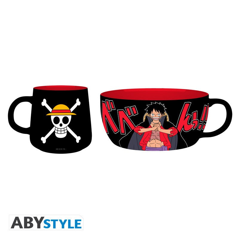 ONE PIECE  - set petit dejeuner Mug et bol - Drapeau de Luffy