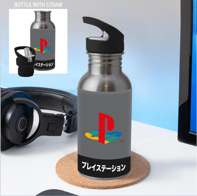 PLAYSTATION - PS Héritage - Bouteille d'eau en métal avec paille