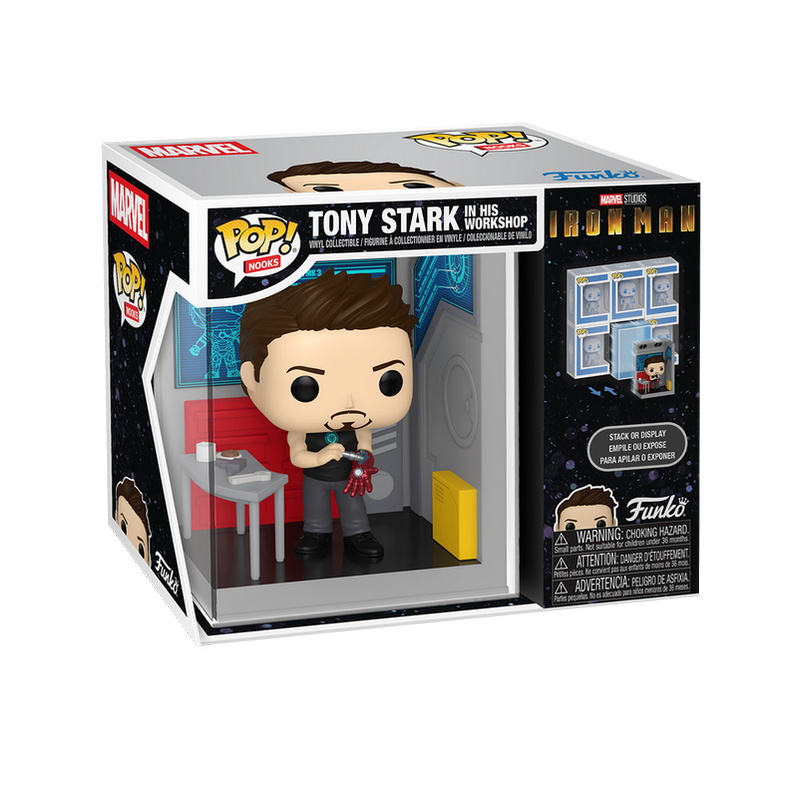MARVEL - Figurine POP Nooks - Tony Stark dans son atelier