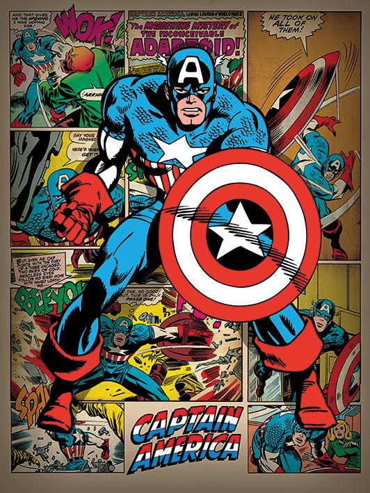 MARVEL - Tableau toile PVC 60x80cm - Captain America Retro
