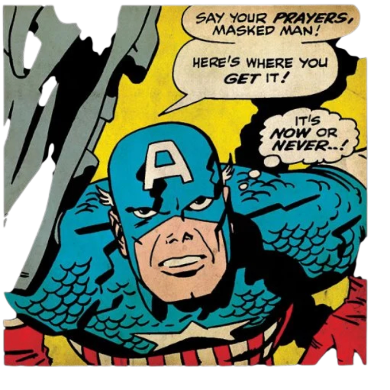 CAPTAIN AMERICA - Tableau toile PVC 40x40cm - Now or Never