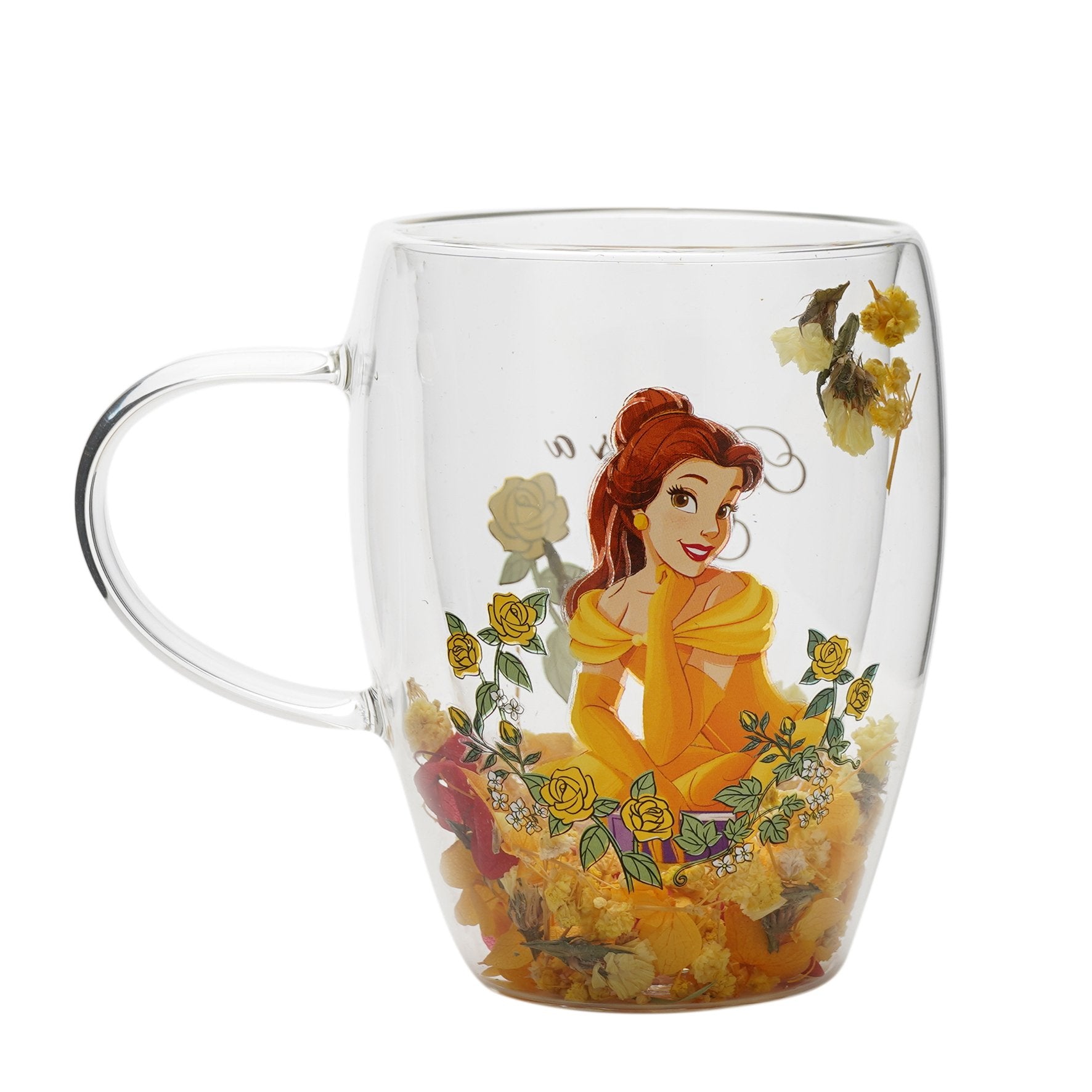DISNEY - Verre avec Fleurs Sechées 300 ml - Belle et la bête
