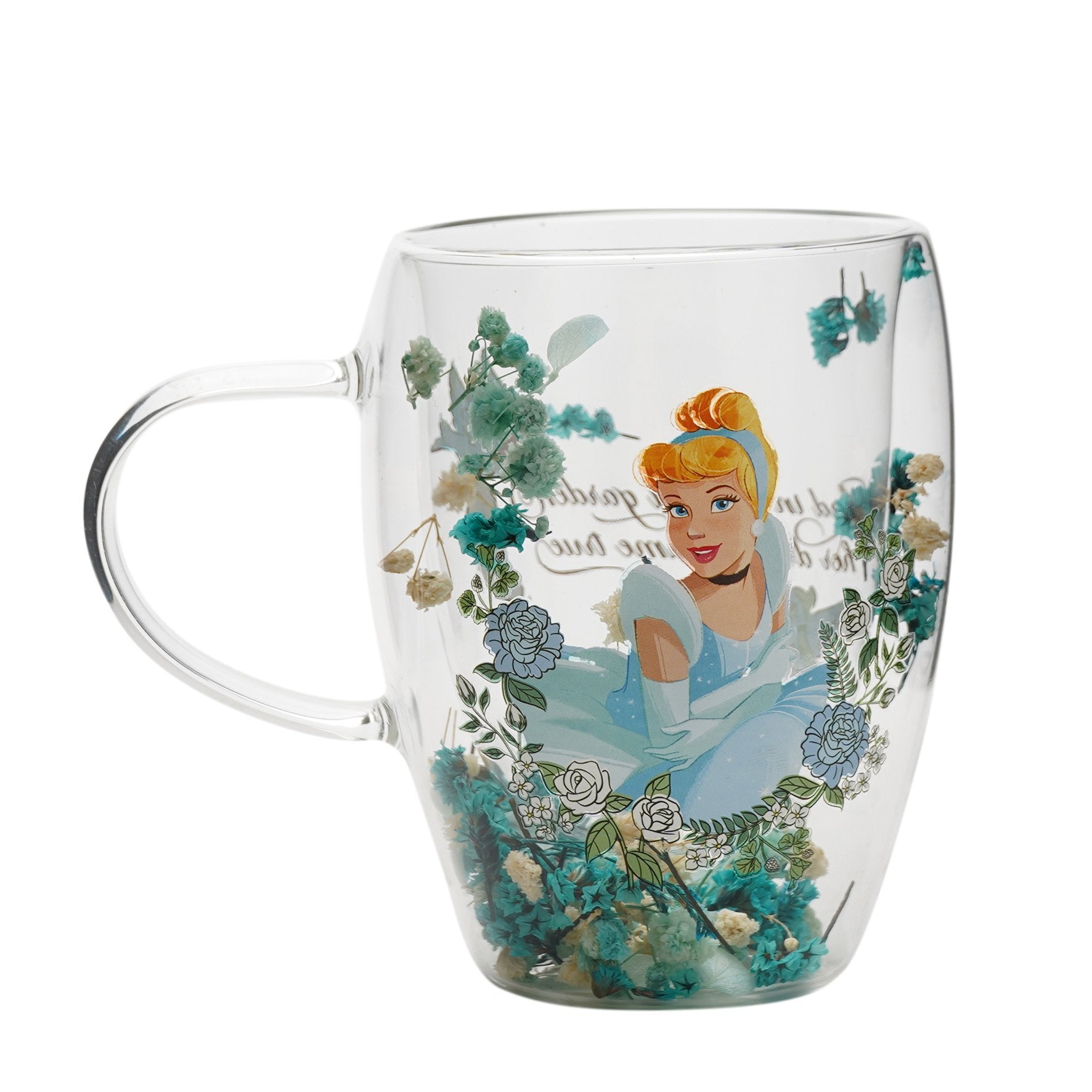 DISNEY - Verre avec Fleurs Sechées 300 ml - Cendrillon