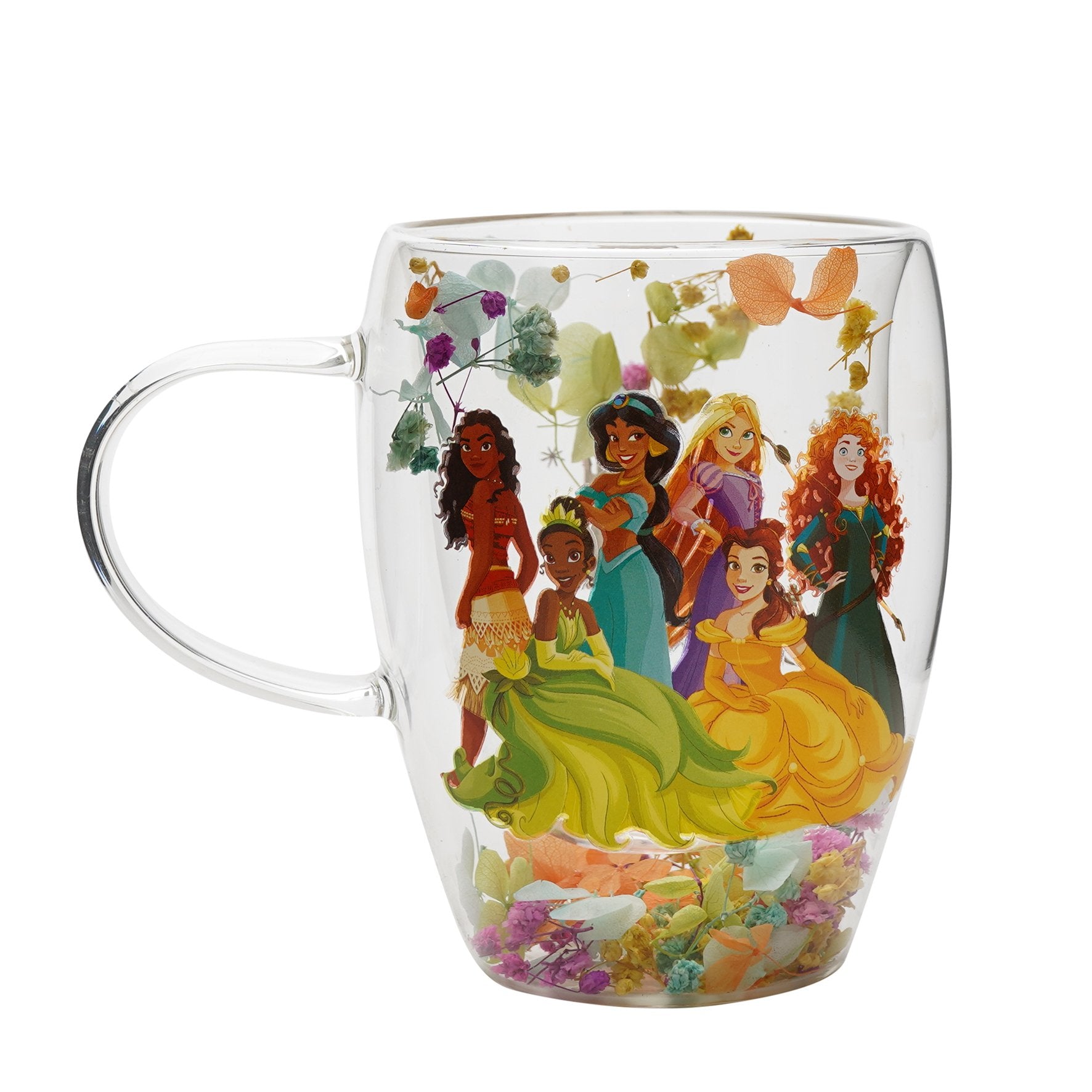 DISNEY  -  Verre avec Fleurs Sechées 300ml - Princesses